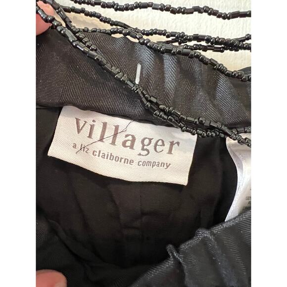 Y2K Villager Liz Claiborne Gypsy Crinkle Maxi Skirt Black 16 - Picture 5 of 8